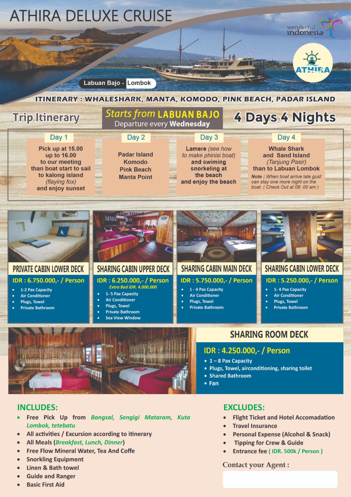 Athira Deluxe boat from Labuan Bajo to Lombok Island
